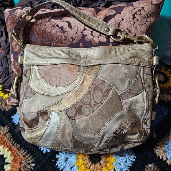 2008 Limited Edition Coach Y2k Patchwork Zoe Hobo Shoulder Bag Purse - Picture 4 of 6